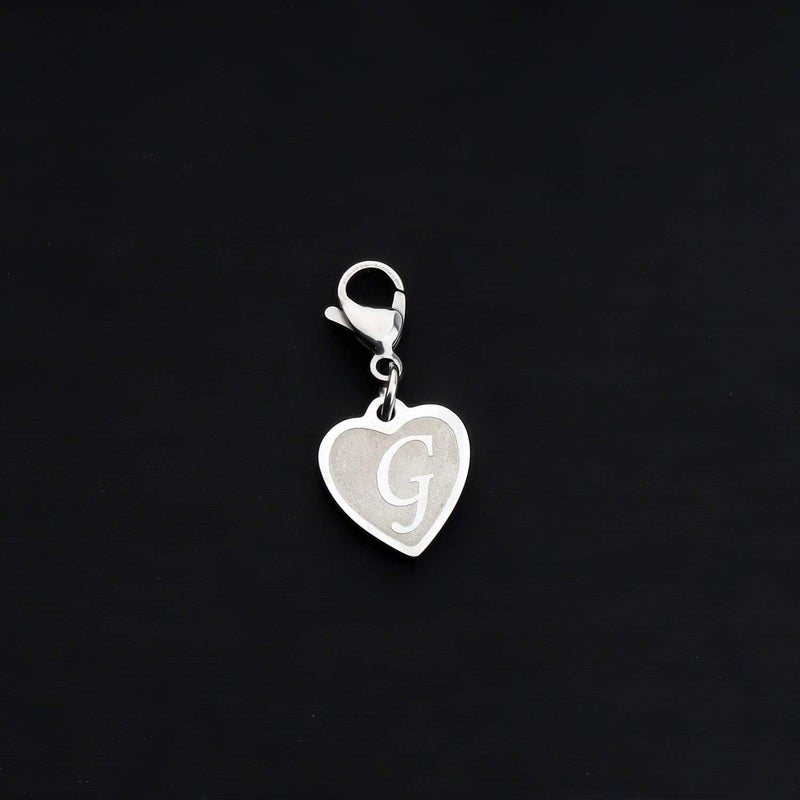 FAADBUK Initial Letter A-Z Alphabet Heart Charms for Jewelry Bracelet Keychain Necklace Initial Stainless steel Clasp Clip on Charm - Image 2